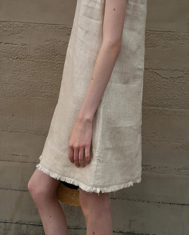 Casual Round Neck Sleeveless A-Line Tassel Dress