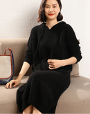 Cashmere Hooded Knit Sweater Dress