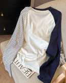 Striped Cotton Blend Raglan Top