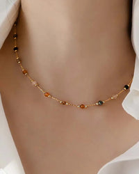Natural Stone Beaded Stainless Steel Clavicle Necklace