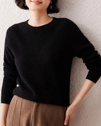 Cashmere Knitted Long-Sleeved Crew Neck Sweater