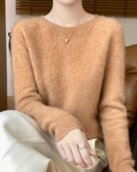 Merino Wool O-Neck Pullover Sweater