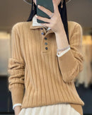 Wool Turn-Down Collar Pullover Sweater