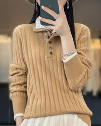 Wool Turn-Down Collar Pullover Sweater