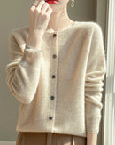 Merino Wool O-Neck Button Cardigan