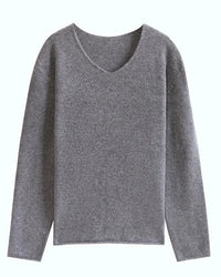 Wool V-Neck Rolled Edge Sweater