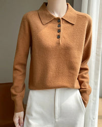 Wool Polo Collar Knitted Pullover Sweater