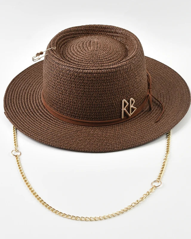 Ribbon-Trim Straw Sun Hat