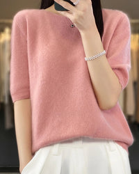 Extrafine Merino Wool Short-Sleeve Sweater