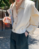Cropped V-Neck Knit Sweater Vest