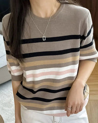 Striped Patchwork Cotton Knit Tee
