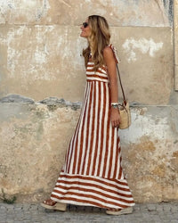 Bohemian Striped Sheer Maxi Dress