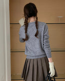 Argyle Wool Knit Cropped Cardigan