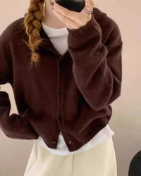 Single-Breasted Cashmere Hooded Cardigan