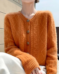 Thick Merino Wool Crewneck Cardigan