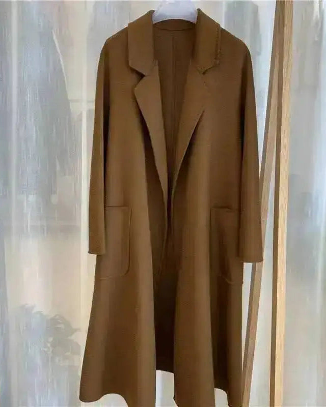 Belted A-Line Wool-Blend Coat