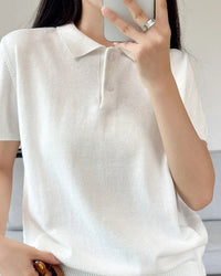 Cotton-Collared Short-Sleeved T-Shirt