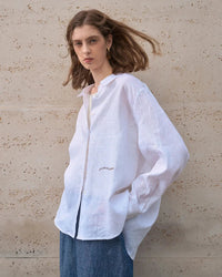 Linen Embroidered Loose Long-Sleeve Shirt
