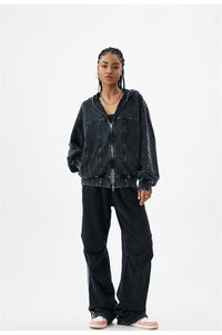 100% Cotton Retro Washed Zipper Hoodies