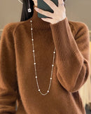 Raglan Merino Wool Mock Neck Sweater