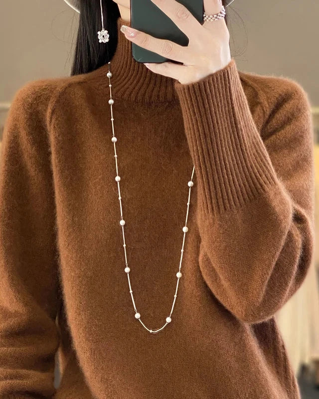 Raglan Merino Wool Mock Neck Sweater