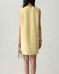 Round-Neck Sleeveless Satin Straight-Cut Dress