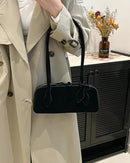 Faux Suede Bowling Shoulder Bag
