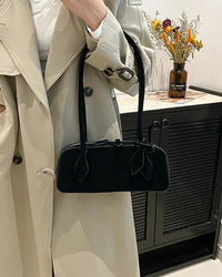 Faux Suede Bowling Shoulder Bag