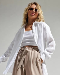 Lapel Collar Single-Breasted Loose-Fitting Shirt