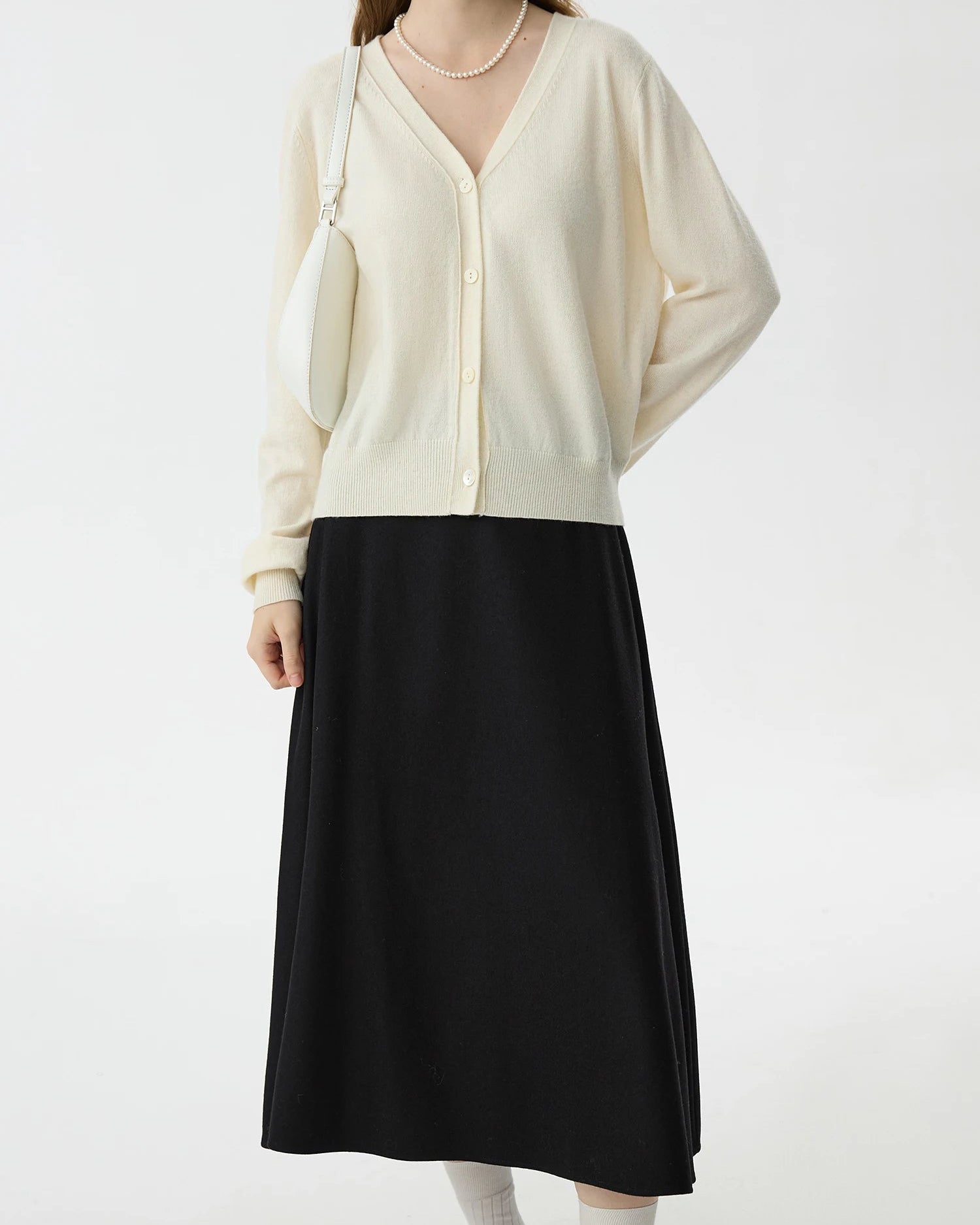 Casual High-Waisted Thick Wool A-Line Skirt