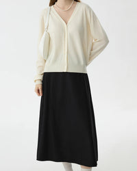 Casual High-Waisted Thick Wool A-Line Skirt