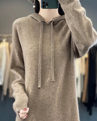 Drawstring Hooded Wool Dress