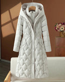 Diamond-Quilted Hooded Cotton-Padded Coat