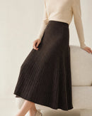 Merino Wool Pleated Midi Skirt