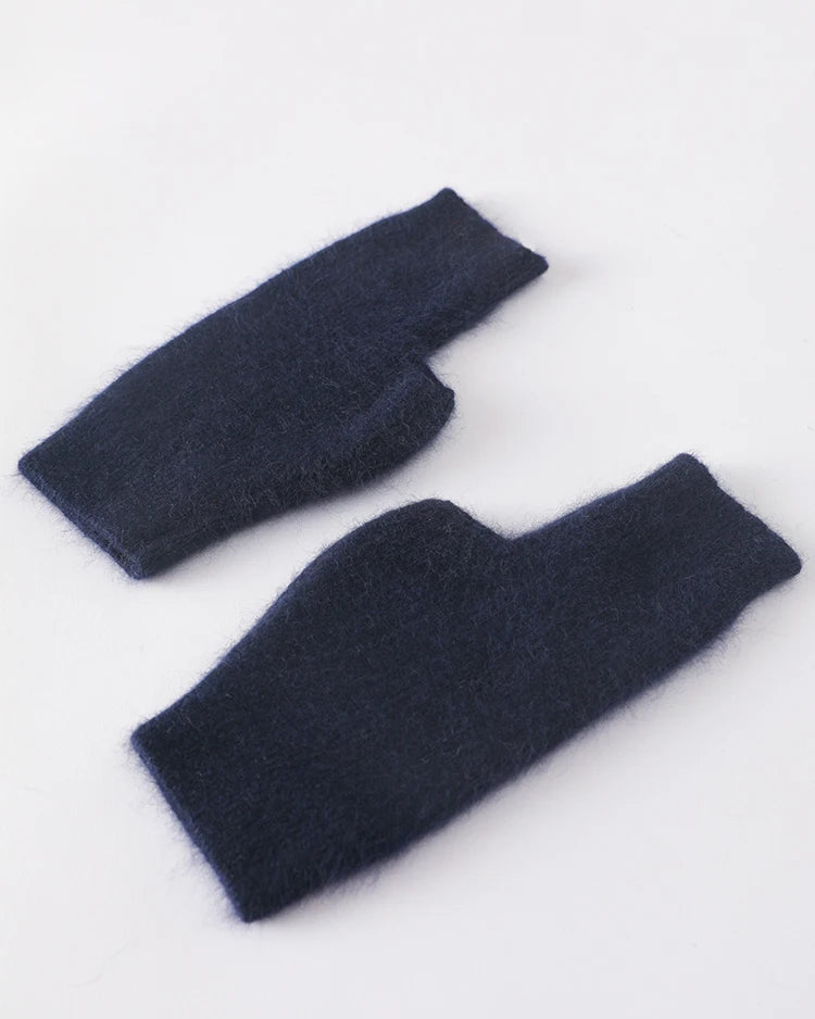 Raccoon Wool Fingerless Thumb Hole Gloves