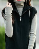 High-Neck Merino Wool Zip Vest