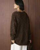 Wool Blend Shawl-Style Loose Thick Knit Pullover