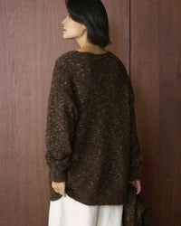 Wool Blend Shawl-Style Loose Thick Knit Pullover