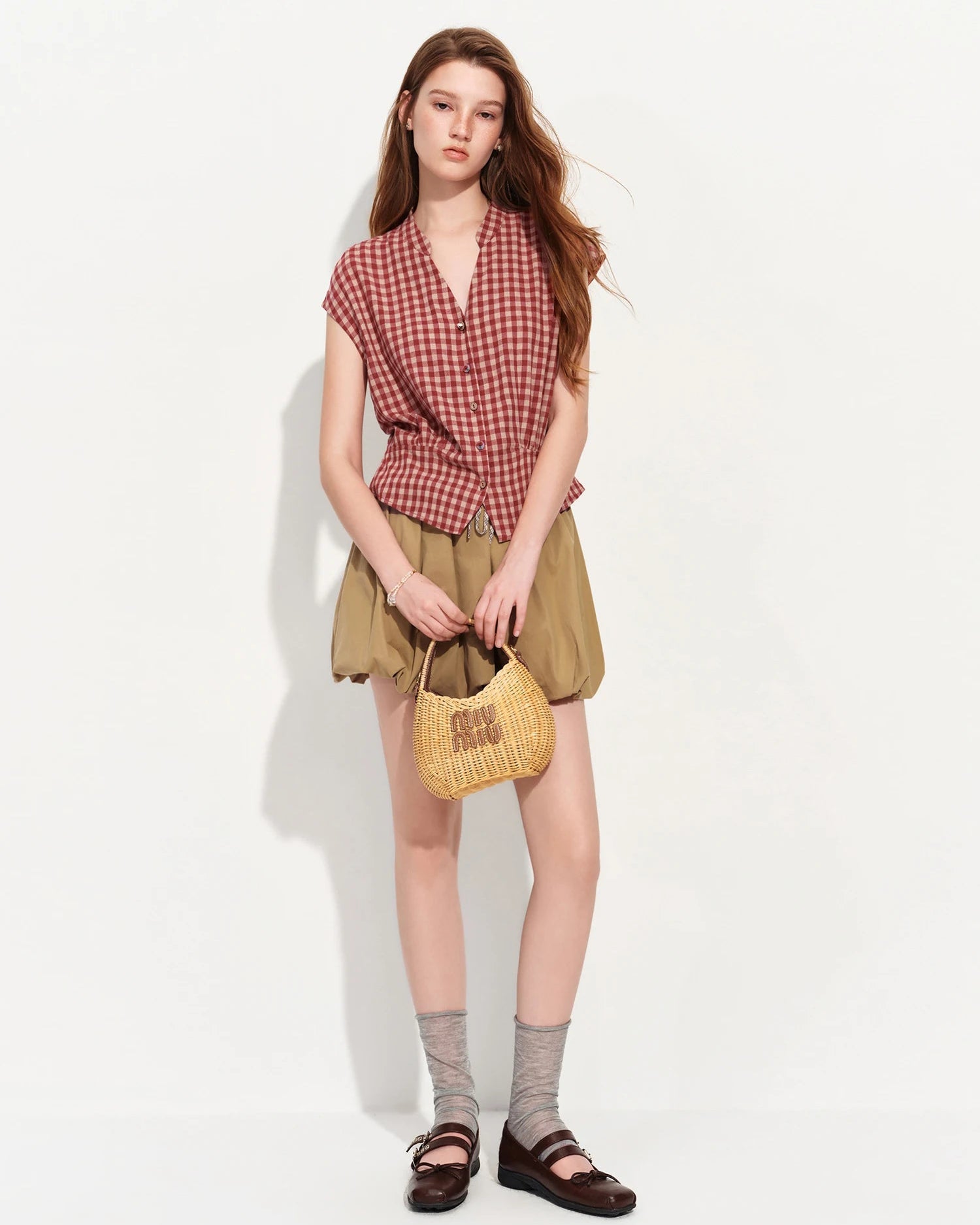 V-Neck Sleeveless Cotton Blouse
