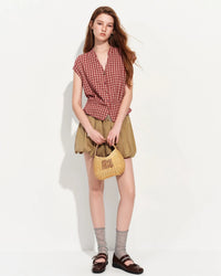V-Neck Sleeveless Cotton Blouse