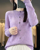 This merino wool cardigan wraps you in a cloud-like softness that only natural fiber can deliver. Knitted in a fine 12-gauge construction, it holds its shape beautifully through repeated wear while remaining feather-light on the body.