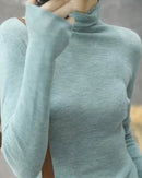 Stretch Wool Turtleneck Sweater