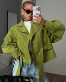 Vintage Stand Collar Suede Outerwear
