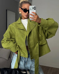 Vintage Stand Collar Suede Outerwear
