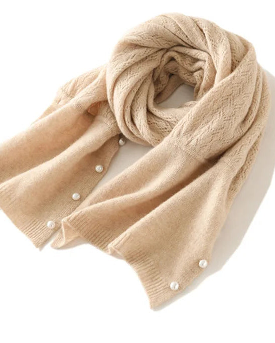 Merino Wool Solid Hollow Knit Shawl Scarf Wrap