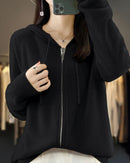 Merino Wool Hooded Zip Cardigan