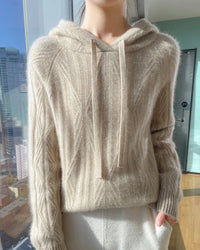 Stylish Wool Knitted Hooded Sweatshirt