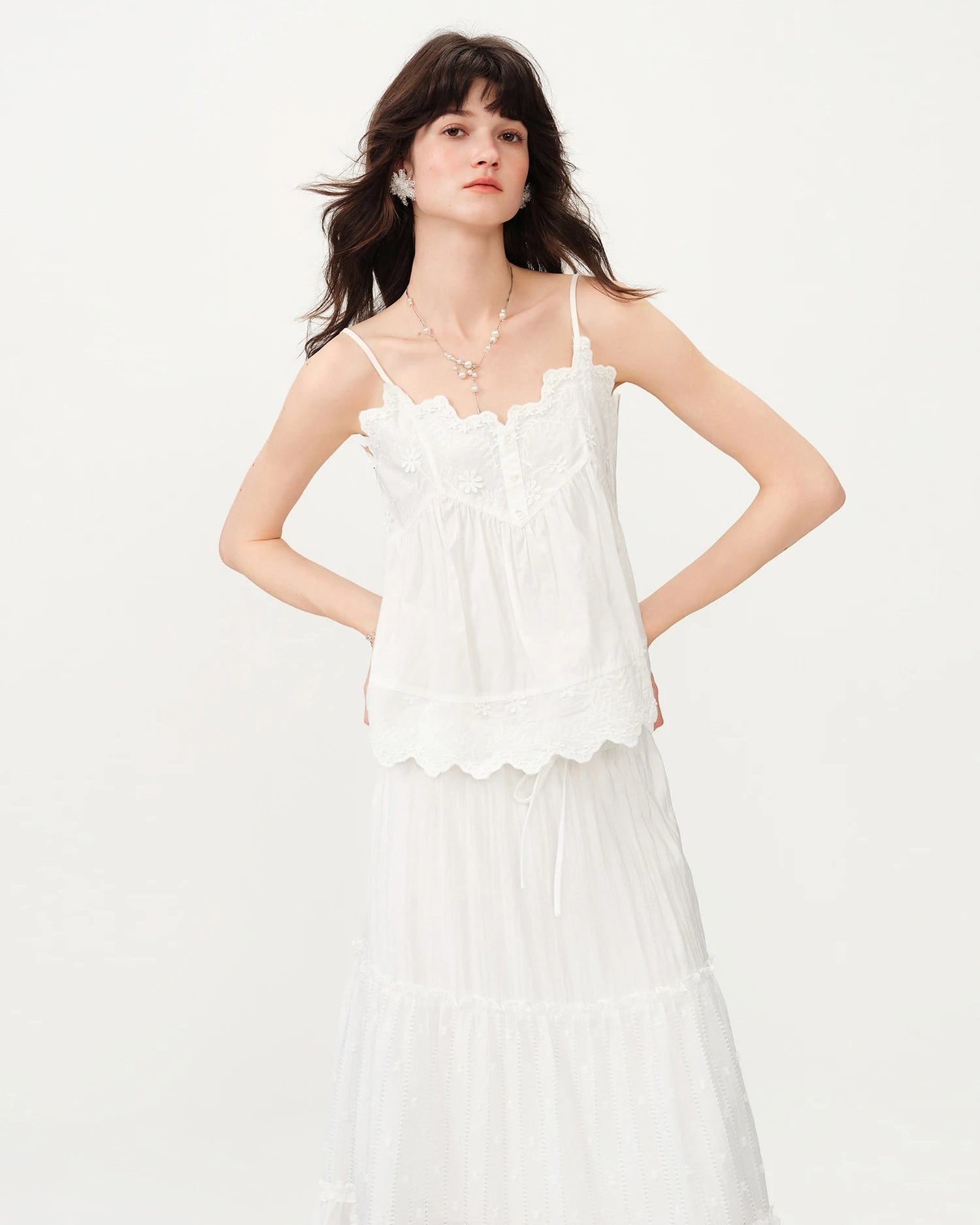 Embroidered Cotton Knit Camisole Top
