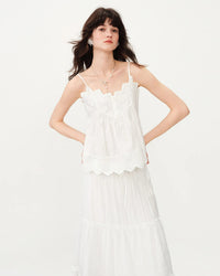 Embroidered Cotton Knit Camisole Top