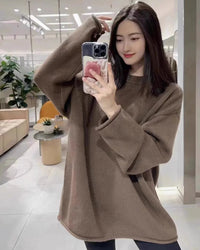 Mid-Length Cashmere Crewneck Sweater